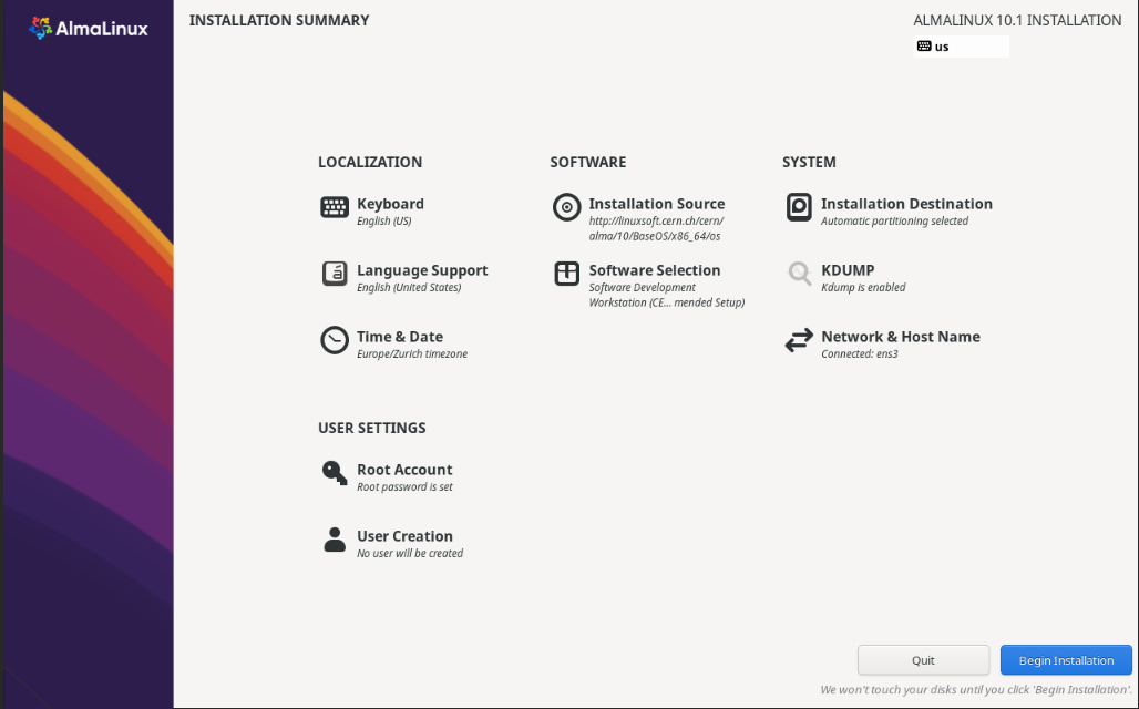 Begin Installation Begin Installation
